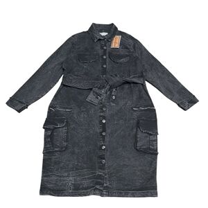 Spoon Jeans Elegant Charcoal Maxi Dress with Belt size 2X